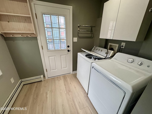 300 Lareine Ave, Bradley Beach, NJ 07720 - laundry room with washing machine and dryer, light wood-style floors, and baseboard heating
