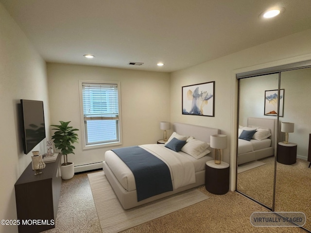 300 Lareine Ave, Bradley Beach, NJ 07720 - carpeted bedroom featuring a baseboard radiator and recessed lighting