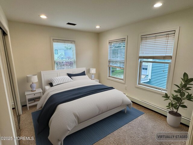 300 Lareine Ave, Bradley Beach, NJ 07720 - bedroom with carpet, recessed lighting, and a baseboard radiator