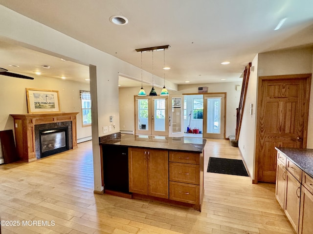 300 Lareine Ave, Bradley Beach, NJ 07720 - kitchen featuring light wood-style flooring, healthy amount of natural light, open floor plan, and recessed lighting