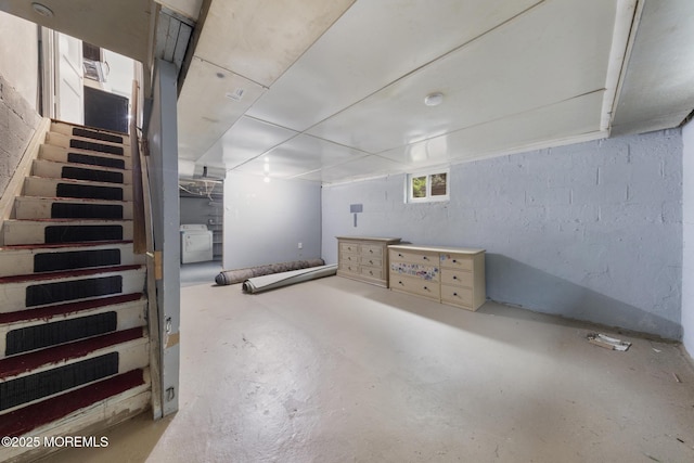 317 Bath Ave Unit 2, Long Branch, NJ 07740 - basement with stairs and washer / dryer
