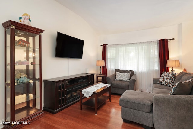1117 Ruby Dr, Toms River, NJ 08753 - living room with vaulted ceiling and wood finished floors