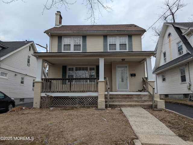 619 Leland Ave, Plainfield, NJ 07062 - view of front of property featuring a porch and a chimney