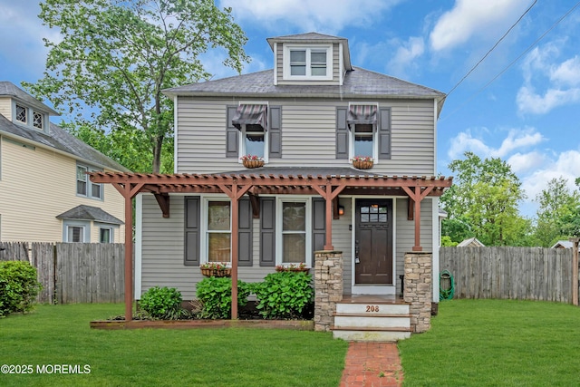 208 Cedar St, Lakehurst, NJ 08733 - traditional style home with a pergola and a shingled roof