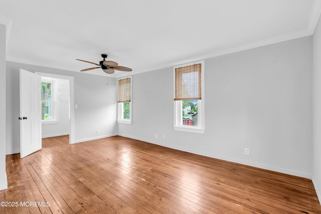208 Cedar St, Lakehurst, NJ 08733 - unfurnished room featuring ceiling fan, light wood-type flooring, baseboards, and crown molding