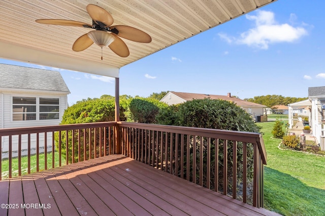40 Prince Charles Dr, Toms River, NJ 08757 - deck featuring ceiling fan and a yard