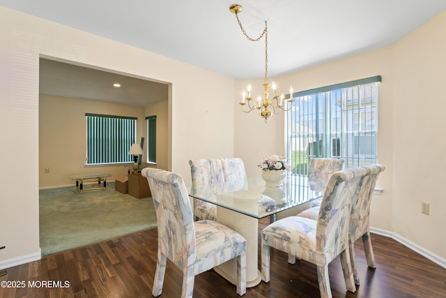 6 Rumford Ct, Jackson, NJ 08527 - dining area featuring a chandelier, wood finished floors, and baseboards
