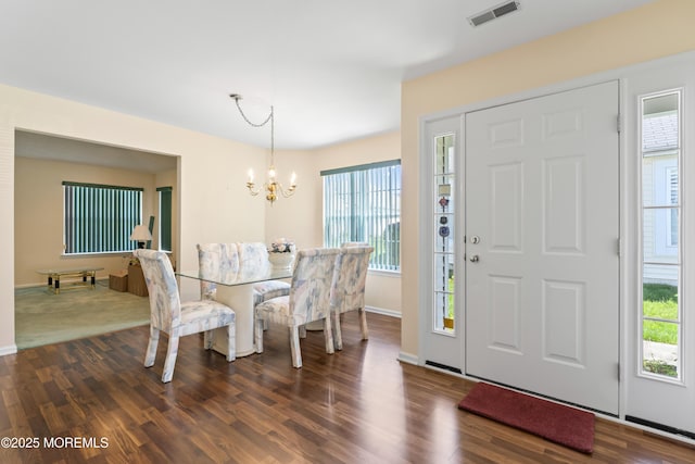 6 Rumford Ct, Jackson, NJ 08527 - dining area featuring a chandelier, plenty of natural light, and dark wood-style floors