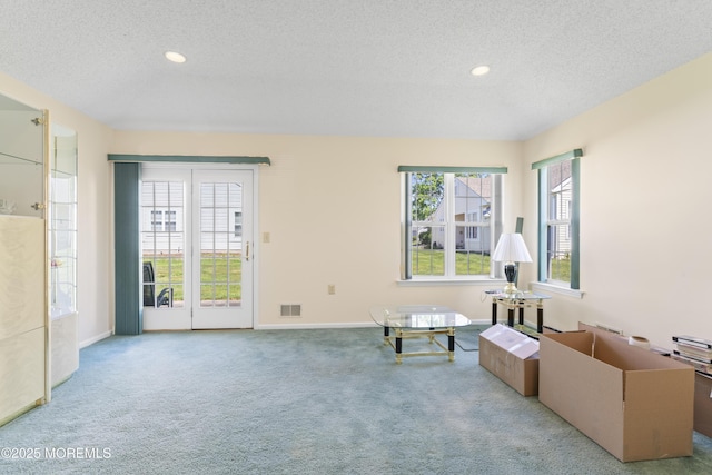 6 Rumford Ct, Jackson, NJ 08527 - living area featuring a textured ceiling, carpet, recessed lighting, and baseboards