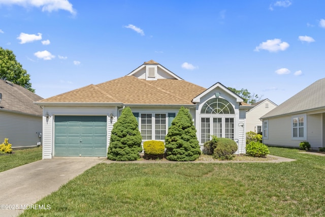 6 Rumford Ct, Jackson, NJ 08527 - view of front of house with concrete driveway, a garage, a shingled roof, and a front yard