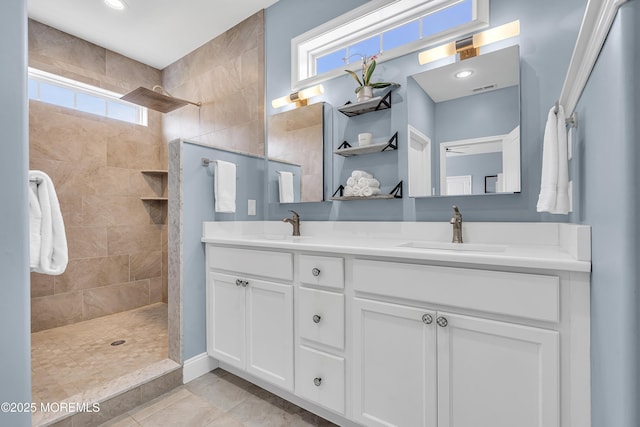 24 Woodview Ln, Cape May Court House, NJ 08210 - bathroom with double vanity, walk in shower, healthy amount of natural light, and tile patterned flooring