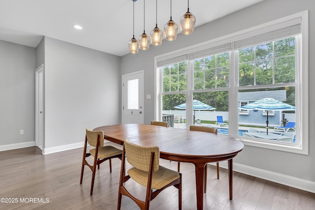 24 Woodview Ln, Cape May Court House, NJ 08210 - dining room with baseboards, healthy amount of natural light, wood finished floors, and recessed lighting