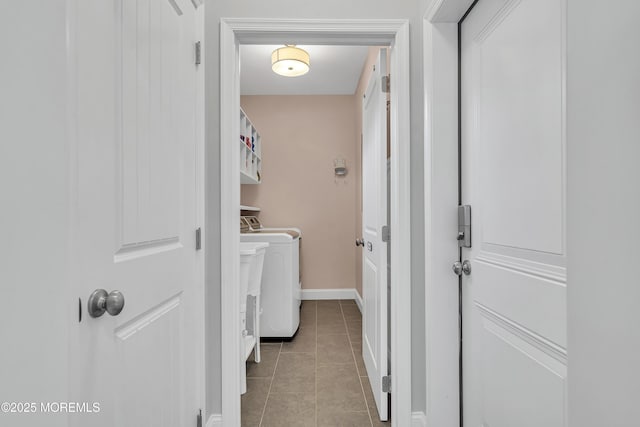 24 Woodview Ln, Cape May Court House, NJ 08210 - washroom featuring washer and clothes dryer, tile patterned floors, and baseboards