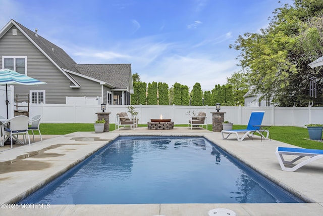 24 Woodview Ln, Cape May Court House, NJ 08210 - view of swimming pool with a patio and an outdoor fire pit