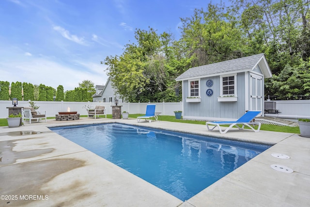 24 Woodview Ln, Cape May Court House, NJ 08210 - view of pool featuring an outbuilding, a patio area, and a fenced backyard