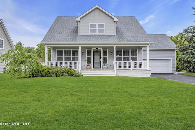 24 Woodview Ln, Cape May Court House, NJ 08210 - view of front of home featuring covered porch, an attached garage, driveway, and a front lawn