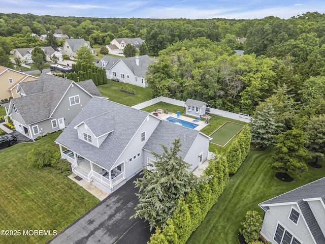 24 Woodview Ln, Cape May Court House, NJ 08210 - aerial perspective of suburban area featuring a heavily wooded area and a pool