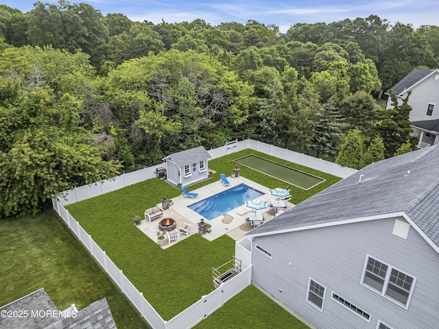 24 Woodview Ln, Cape May Court House, NJ 08210 - bird's eye view of a pool and a heavily wooded area