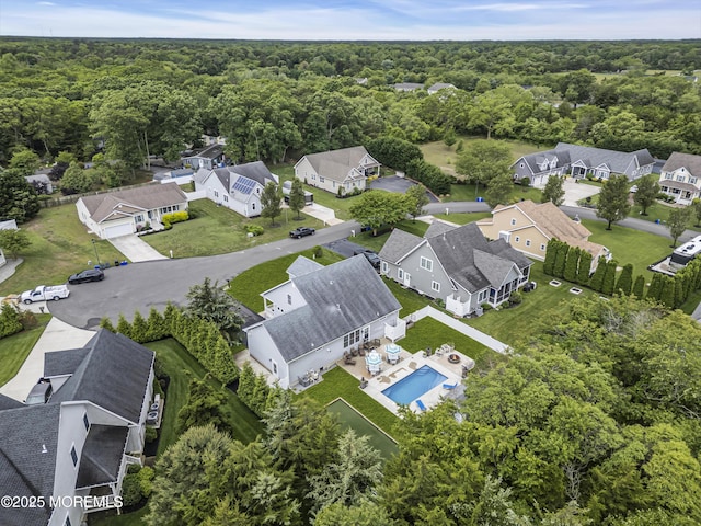 24 Woodview Ln, Cape May Court House, NJ 08210 - aerial view of residential area with a heavily wooded area and a pool