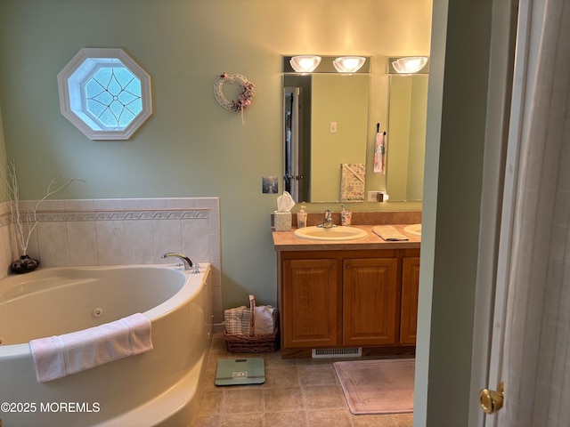 9 Pine Grove Ave, Manahawkin, NJ 08050 - full bathroom with vanity, a tub with jets, and tile patterned floors