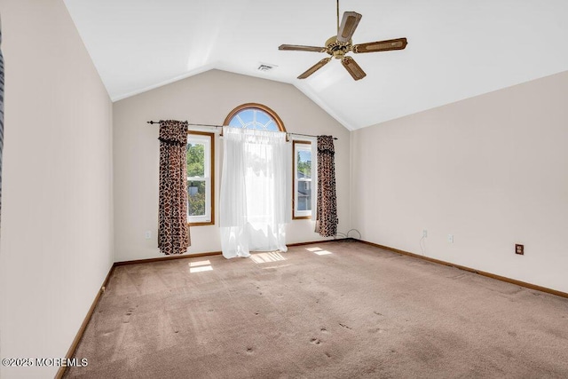 14 Emerald Dr Unit B, Barnegat, NJ 08005 - unfurnished room with a ceiling fan, carpet flooring, lofted ceiling, and baseboards
