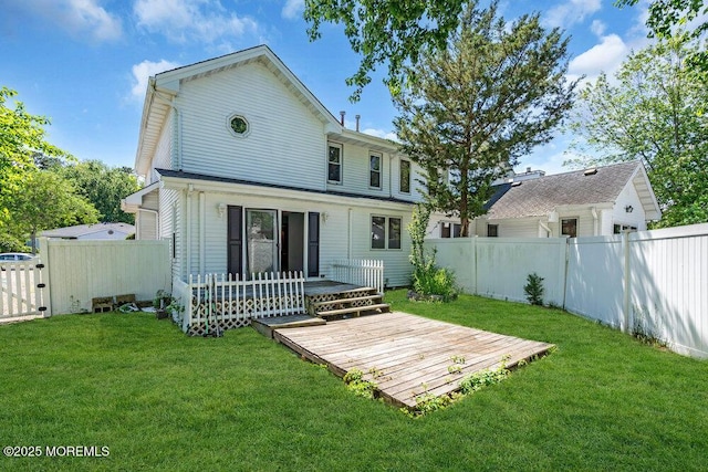 14 Emerald Dr Unit B, Barnegat, NJ 08005 - rear view of house with a wooden deck and a gate