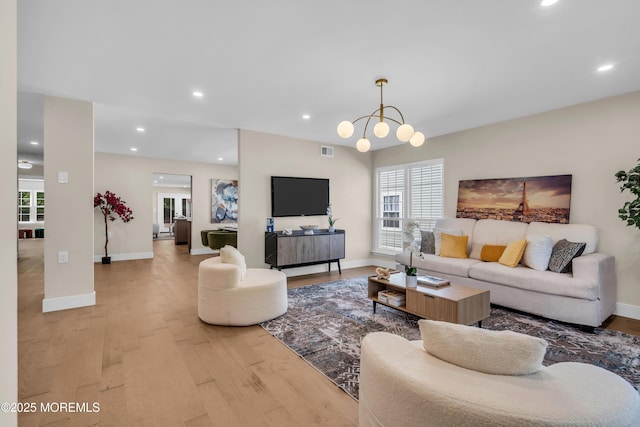 28 Twyford Ln, Manchester, NJ 08759 - living room featuring light wood-type flooring, baseboards, and recessed lighting