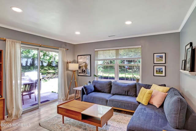 22 Commons Dr, Neptune Township, NJ 07753 - living room featuring light wood-style floors, recessed lighting, and crown molding