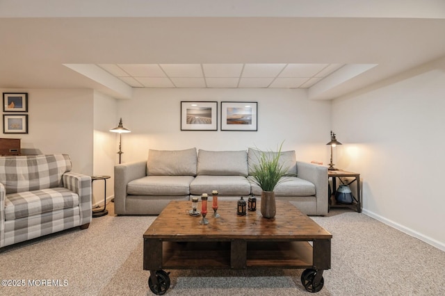 30 Thousand Oaks Ter, Howell, NJ 07731 - living room with carpet, a paneled ceiling, and baseboards
