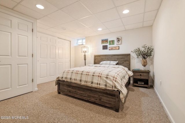 30 Thousand Oaks Ter, Howell, NJ 07731 - bedroom with carpet flooring, a closet, recessed lighting, baseboards, and a paneled ceiling