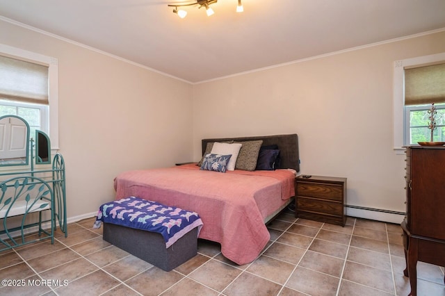 668 Clifton Ave, Toms River, NJ 08753 - tiled bedroom featuring baseboard heating and ornamental molding