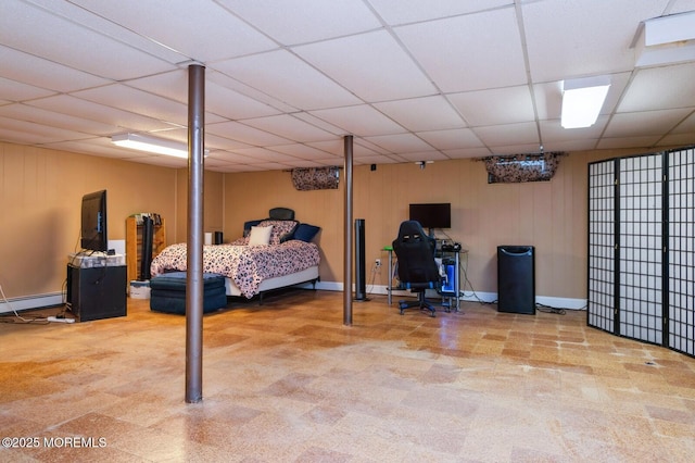 668 Clifton Ave, Toms River, NJ 08753 - bedroom featuring a paneled ceiling, baseboards, and a baseboard radiator