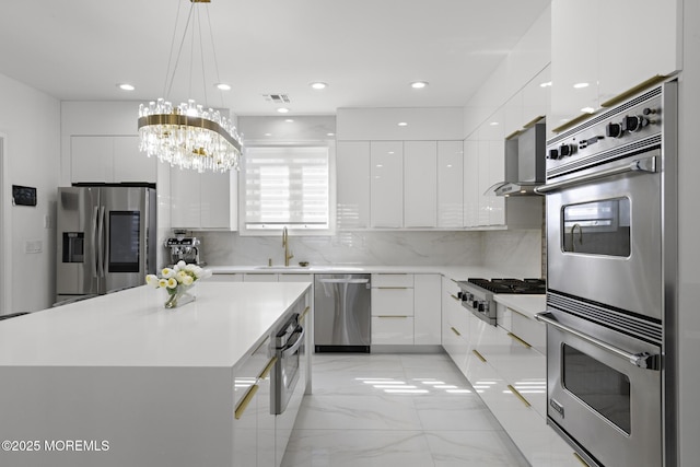 11 Clay St, West Long Branch, NJ 07764 - kitchen with modern cabinets, stainless steel appliances, white cabinets, and recessed lighting