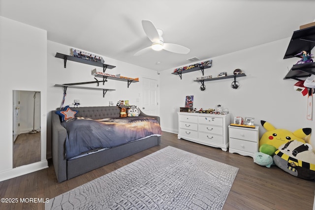 11 Clay St, West Long Branch, NJ 07764 - bedroom featuring baseboards, wood finished floors, and a ceiling fan