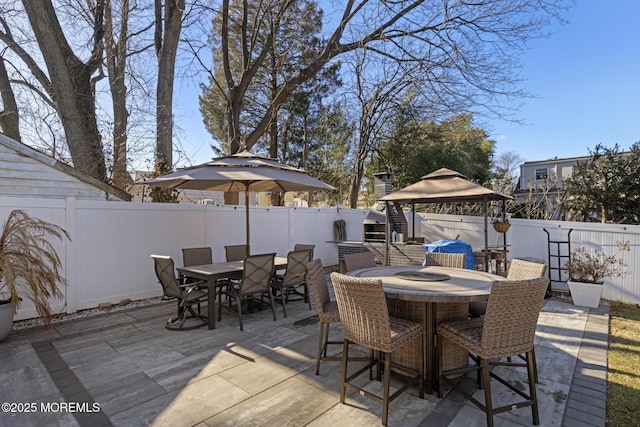 11 Clay St, West Long Branch, NJ 07764 - fenced backyard with outdoor dining space, a gazebo, and a patio