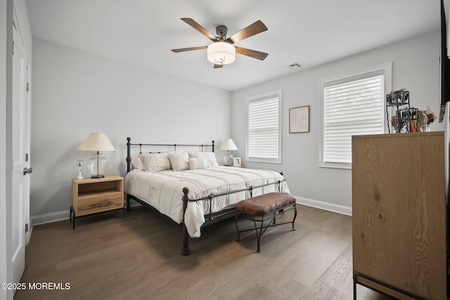 115 Hedgerow Ln, Manalapan, NJ 07726 - bedroom with wood finished floors, baseboards, and ceiling fan