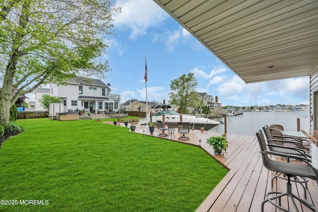 1007 Aloha Dr, Forked River, NJ 08731 - dock area featuring a patio, a water view, a residential view, and outdoor lounge area