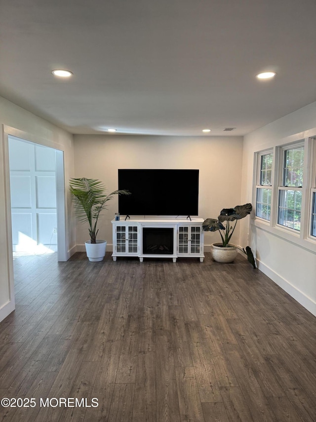 63 1st St, Barnegat, NJ 08005 - living area featuring dark wood-type flooring, recessed lighting, and baseboards
