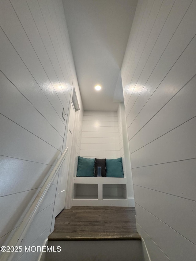 63 1st St, Barnegat, NJ 08005 - detailed view of wood finished floors, wood walls, and recessed lighting
