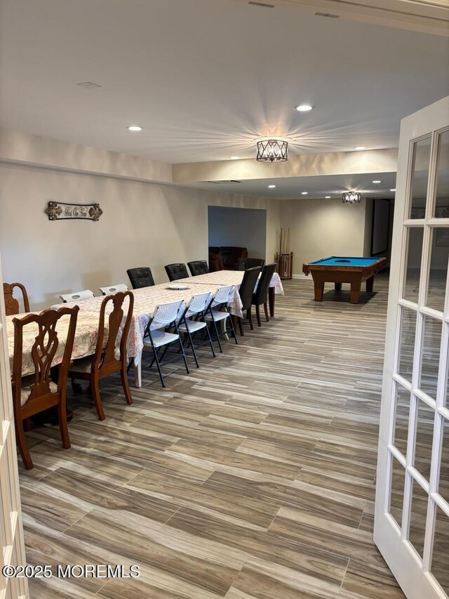 231 Friendship Rd, Howell, NJ 07731 - dining space featuring billiards table, recessed lighting, and wood finished floors
