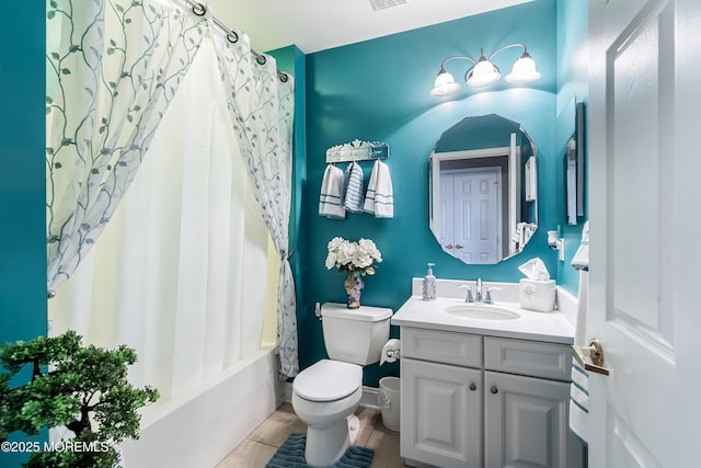 83 Brigantine Blvd, Waretown, NJ 08758 - full bath featuring vanity, toilet, shower / bath combo, and tile patterned floors