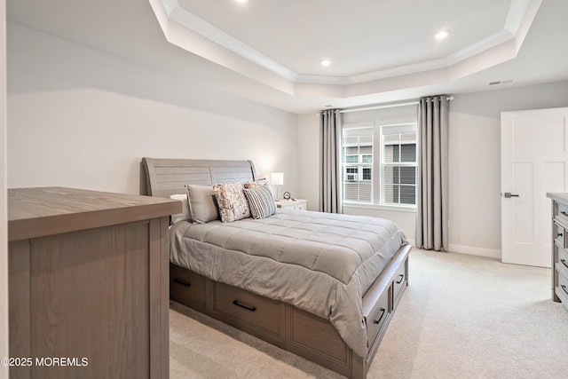 1915 Switzer Ave Unit 1915, Parlin, NJ 08859 - bedroom featuring a tray ceiling, light carpet, baseboards, and recessed lighting