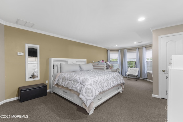 17 Meadow Run Ct, Jackson, NJ 08527 - bedroom featuring crown molding, dark colored carpet, baseboards, and recessed lighting