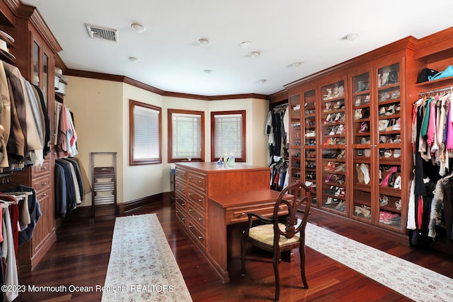 211 Cedar Ave, Long Branch, NJ 07740 - walk in closet with dark wood-style flooring