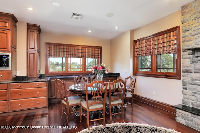 211 Cedar Ave, Long Branch, NJ 07740 - dining room featuring dark wood-style flooring, recessed lighting, and baseboards