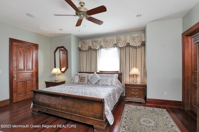 211 Cedar Ave, Long Branch, NJ 07740 - bedroom featuring baseboards, wood finished floors, and a ceiling fan