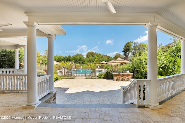 211 Cedar Ave, Long Branch, NJ 07740 - view of patio featuring ceiling fan