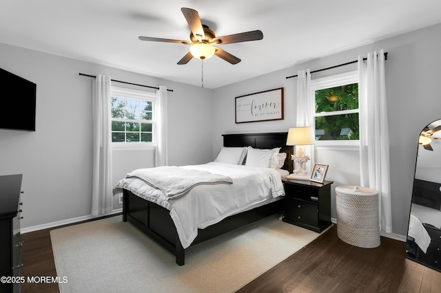469 E Rd, Belford, NJ 07718 - bedroom featuring dark wood finished floors, baseboards, and a ceiling fan