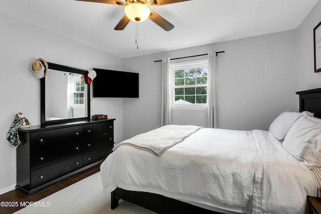 469 E Rd, Belford, NJ 07718 - bedroom with dark wood finished floors and ceiling fan