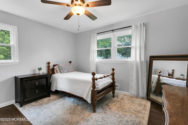469 E Rd, Belford, NJ 07718 - bedroom with light wood-type flooring, baseboards, and a ceiling fan